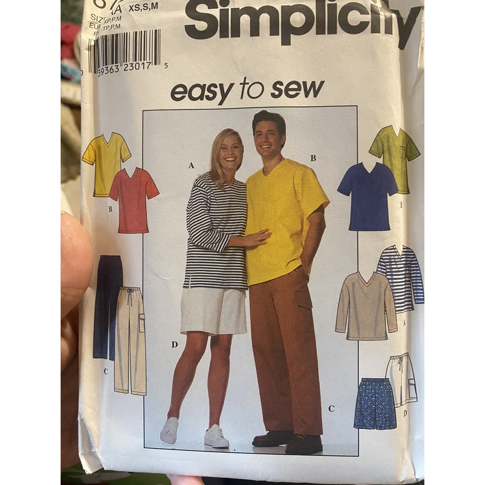 Simplicity 8724 Unisex Sewing Pattern Tops Pants Shorts Size XS-M Cut Complete